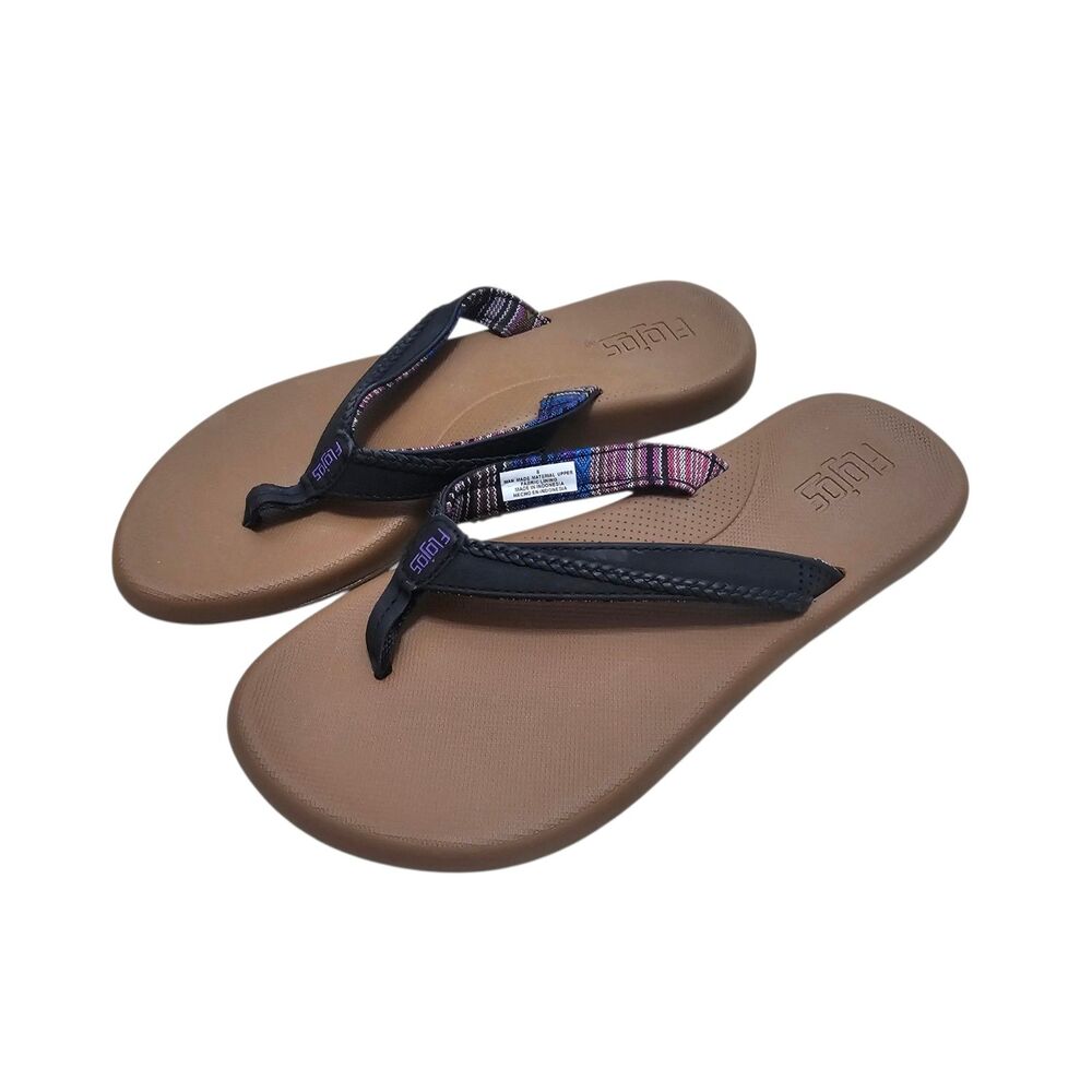 New Flojos Women's Black Flip Flops 8